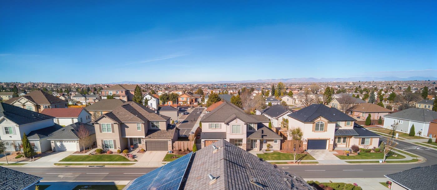 Aerial drone shot of Colorado construction site