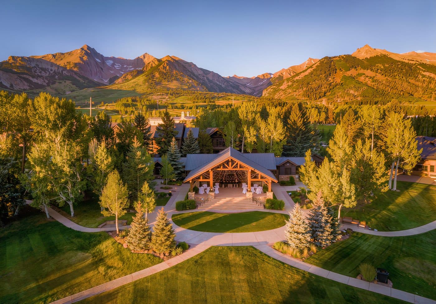 Drone photography of Colorado hotel or golf course